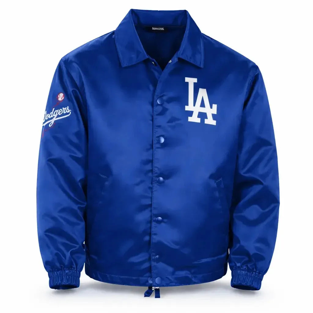Duazan LA Dodgers Dugout Jacket – Premium Satin Coaches Style Outerwear Duazan