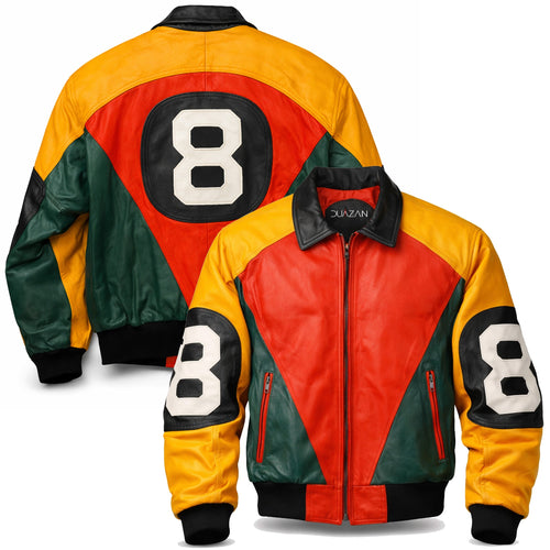 Duazan 8 Ball Leather Vintage Jacket for Men & Women Duazan