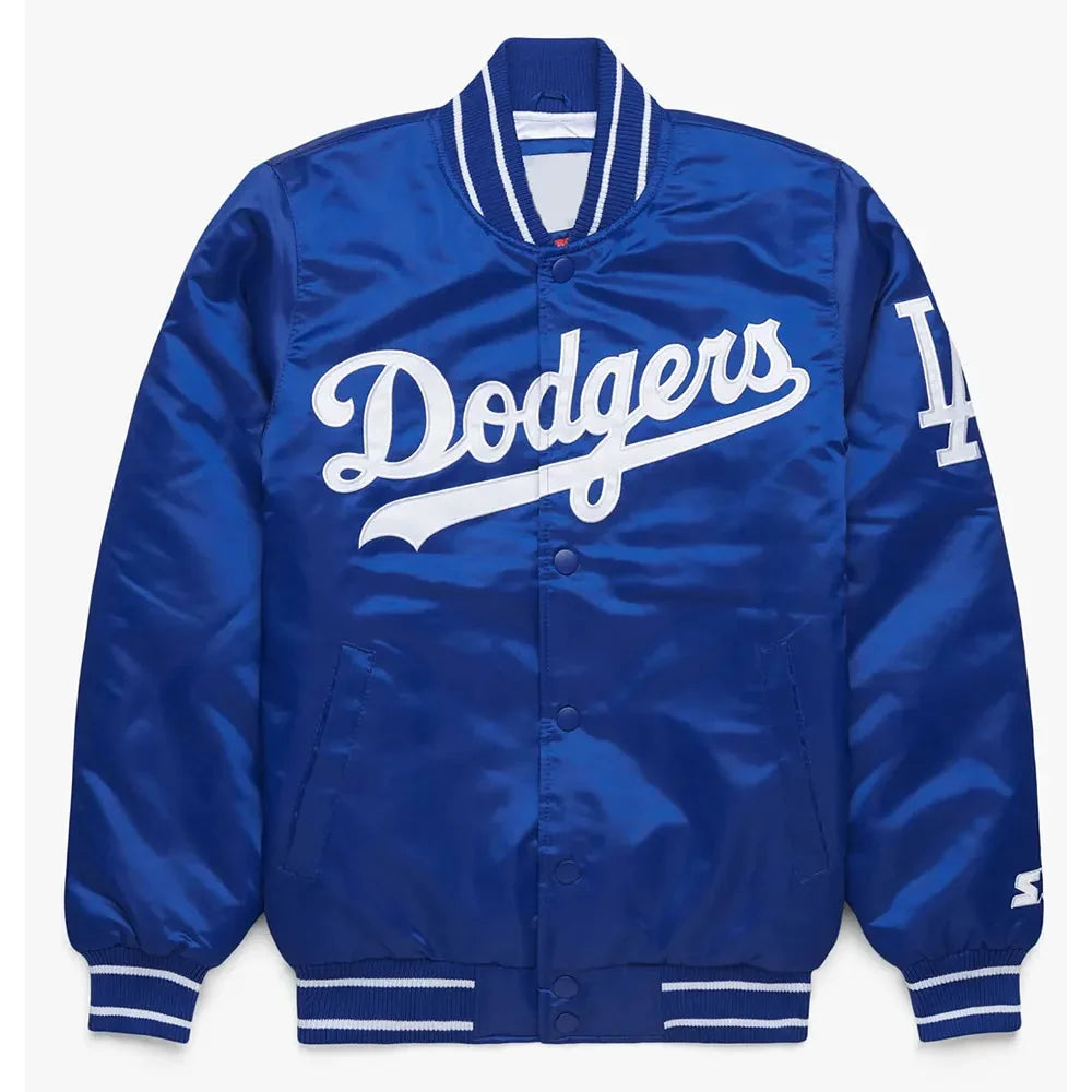 Dodgers Los Angeles Varsity Bomber Jacket – Premium Satin Blue Dodgers Jacket Duazan