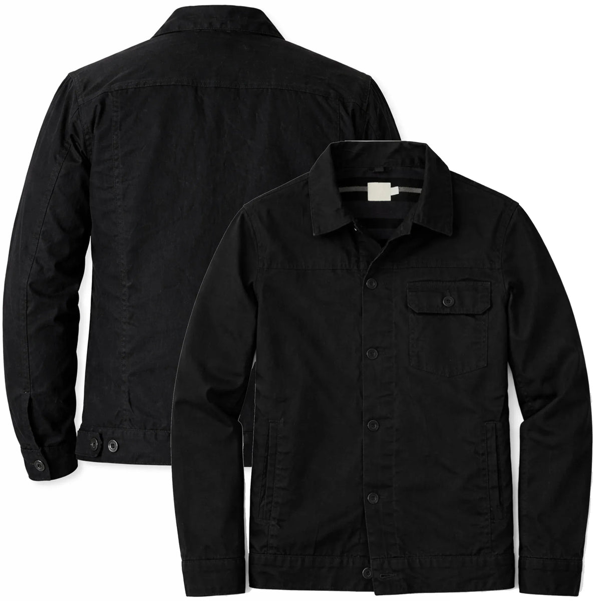 Men’s Trucker Style Spring Jacket – Duazan Cotton Twill Lightweight Essential Duazan