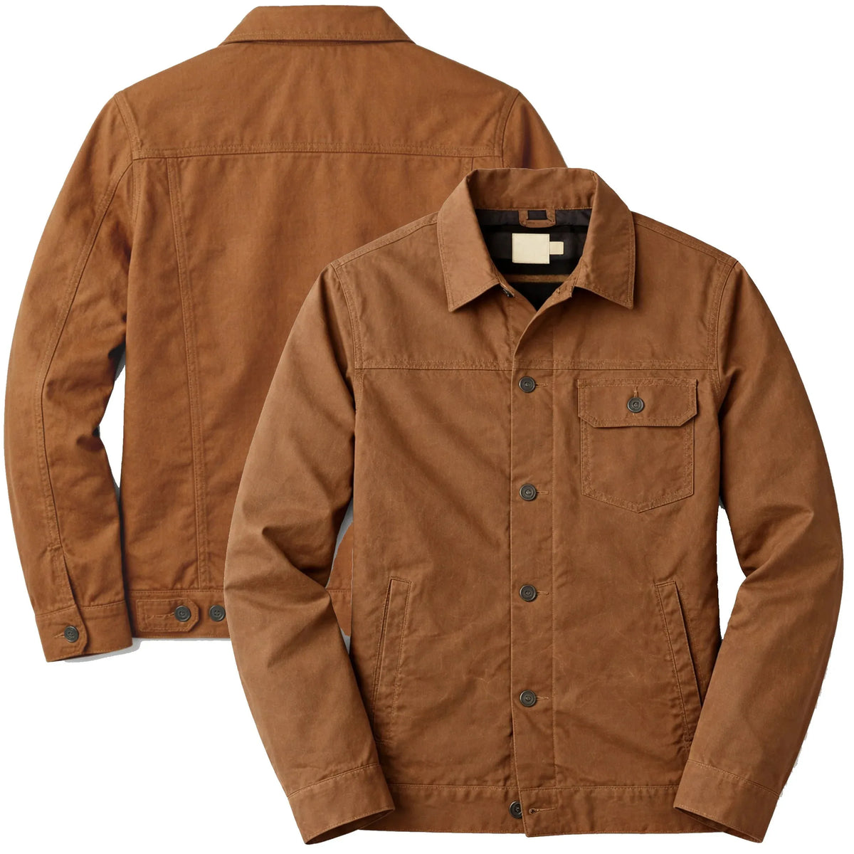 Men’s Trucker Style Spring Jacket – Duazan Cotton Twill Lightweight Essential Duazan