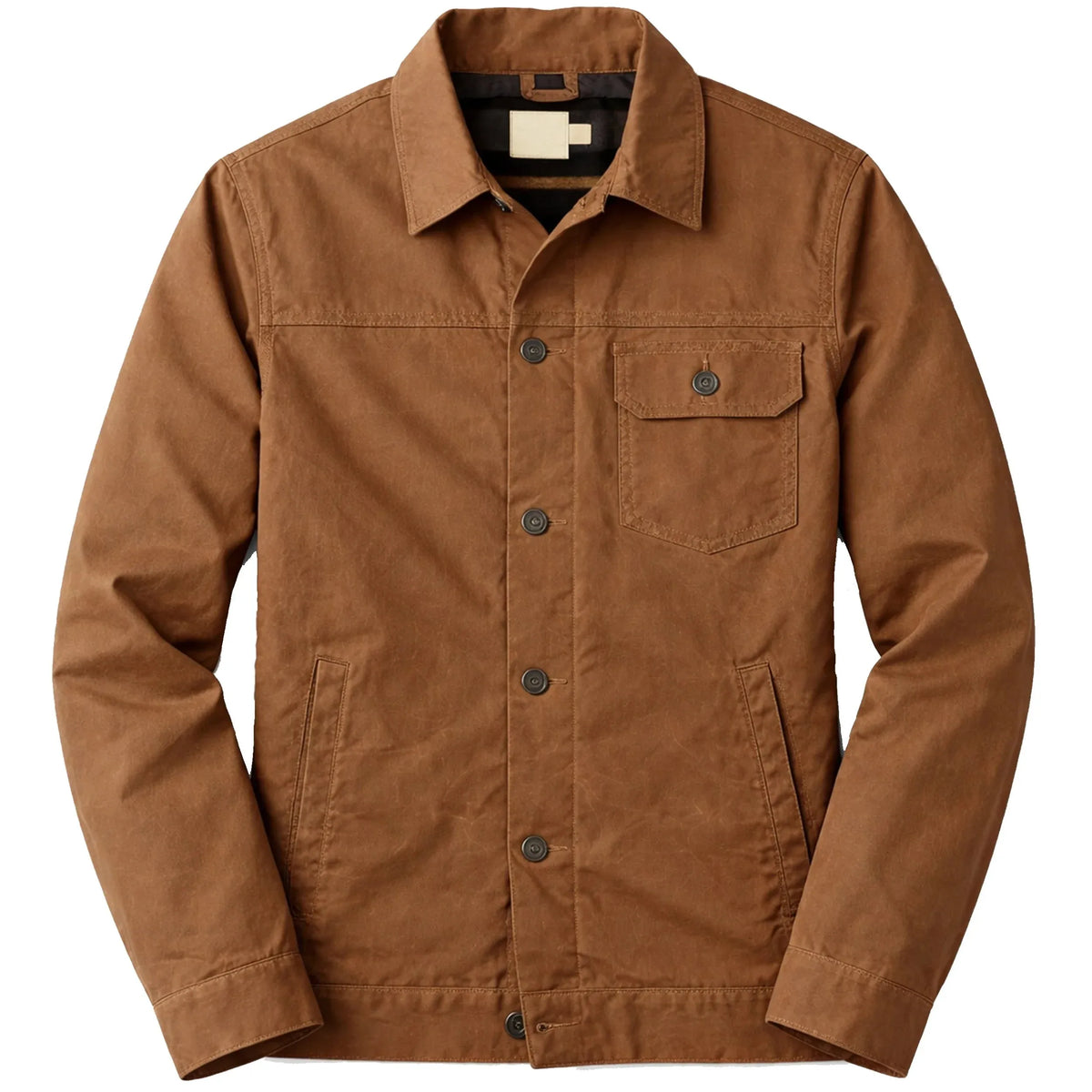 Men’s Trucker Style Spring Jacket – Duazan Cotton Twill Lightweight Essential Duazan