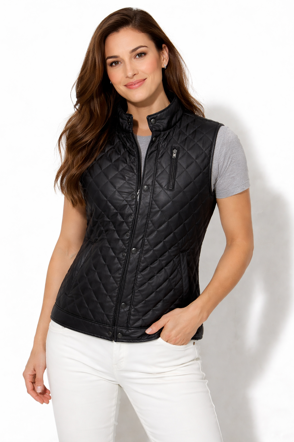 DUAZAN Black Diamond Quilted Real Leather Vest – Premium Biker Style Duazan