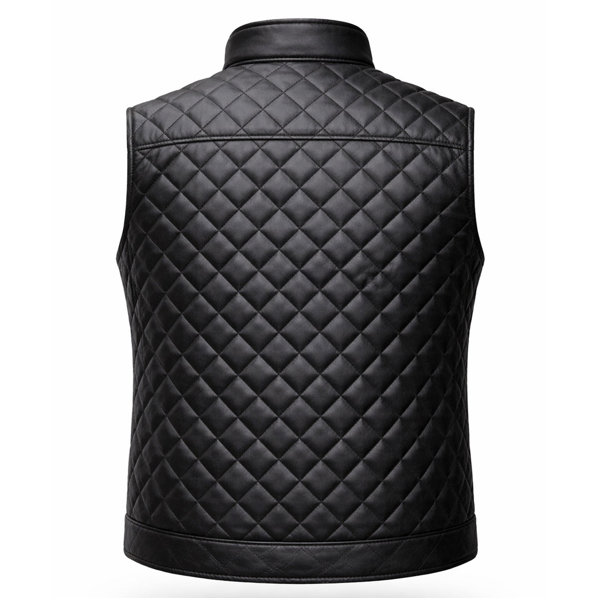 DUAZAN Black Diamond Quilted Real Leather Vest – Premium Biker Style Duazan