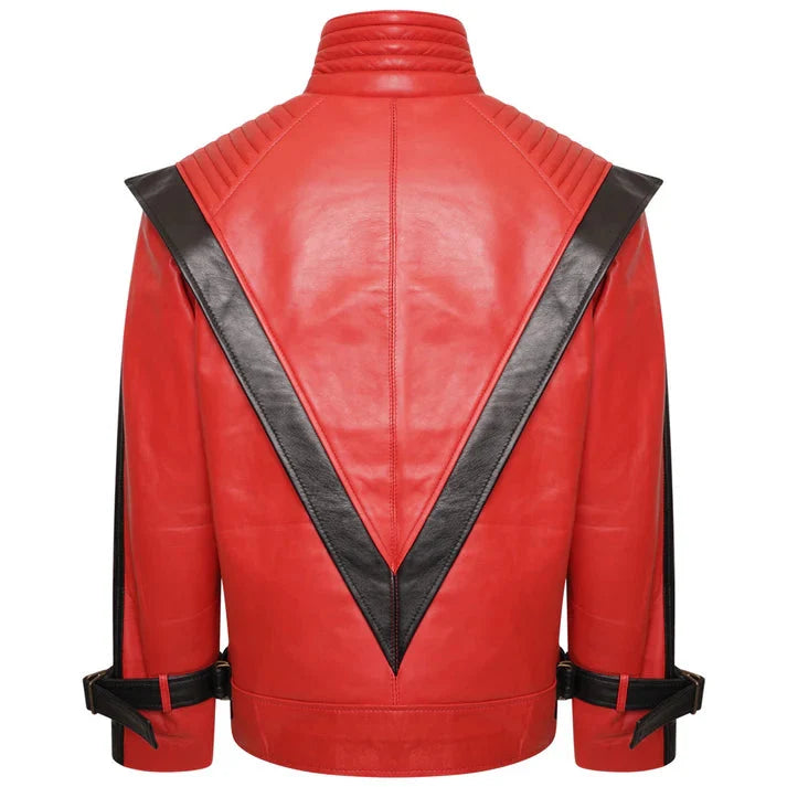 Men's Michael Jackson Thriller Red & Black Leather Jacket — MJ Thriller Costume Jacket | Duazan Duazan