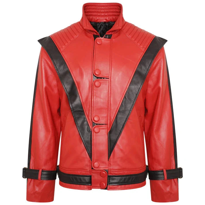 Men's Michael Jackson Thriller Red & Black Leather Jacket — MJ Thriller Costume Jacket | Duazan Duazan