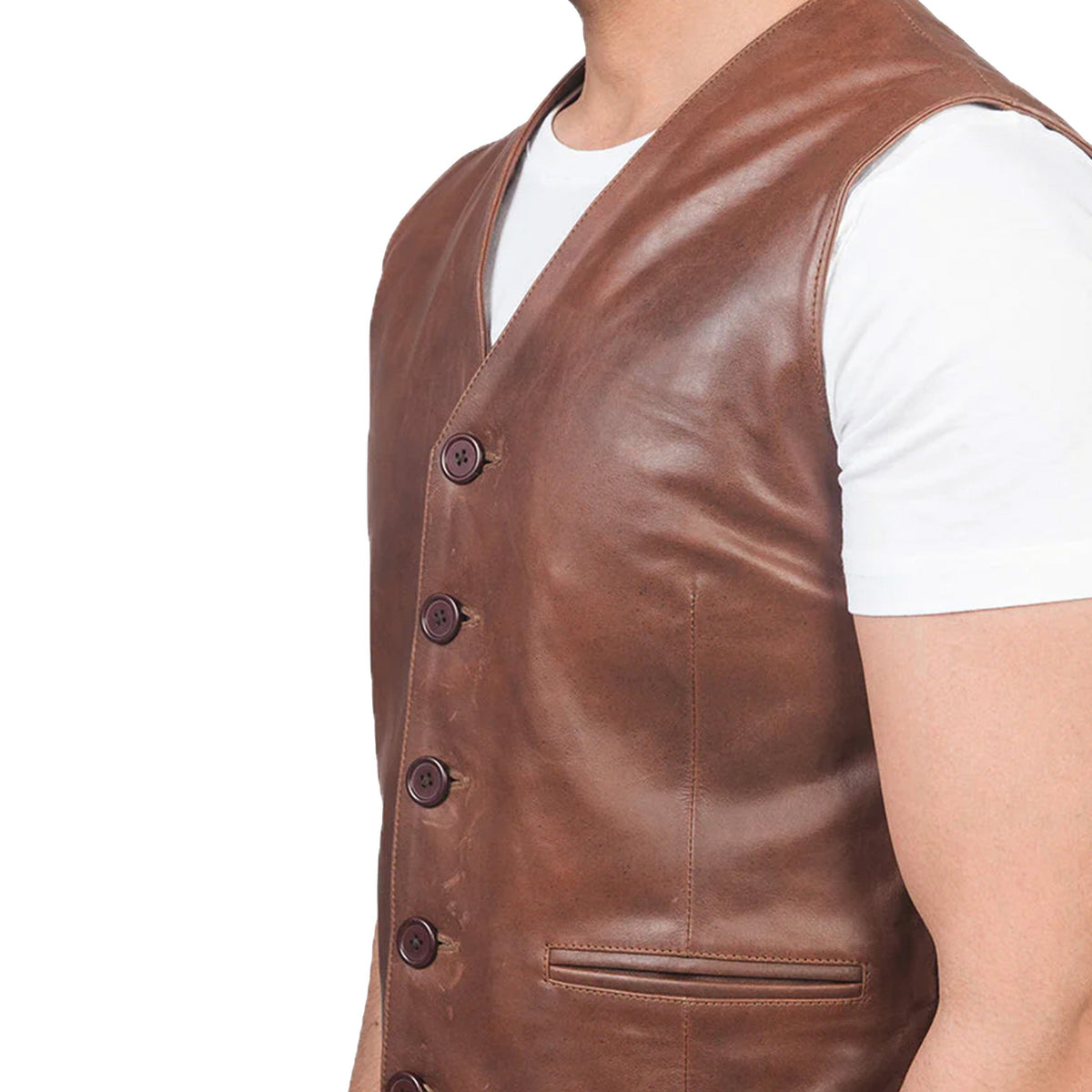 Auden Brown & Black Vest for Men | Duazan Leather Vest Duazan