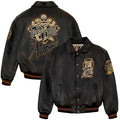 Avirex Black Real Leather Varsity Jacket – Premium Streetwear Style Duazan