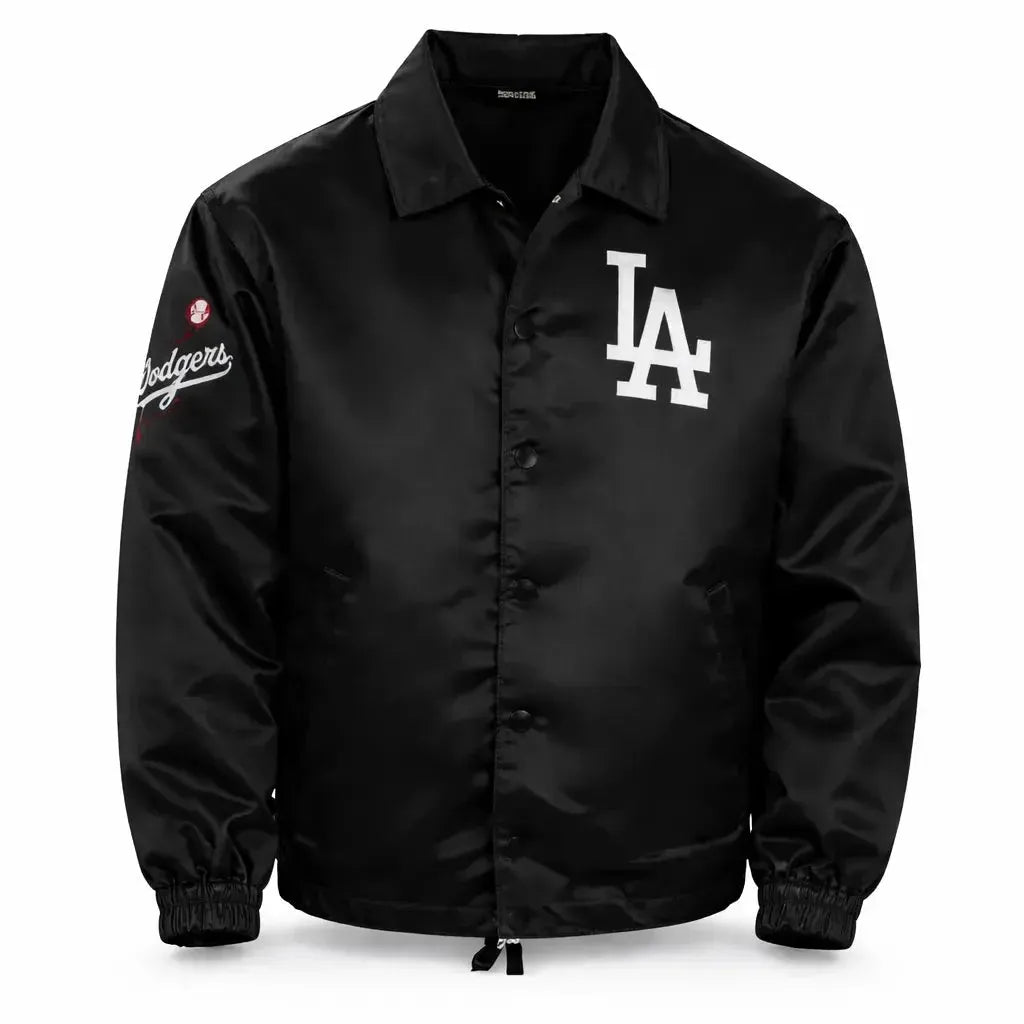 Duazan LA Dodgers Dugout Jacket – Premium Satin Coaches Style Outerwear Duazan