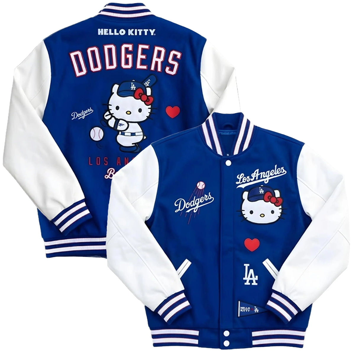 LA Dodgers Jacket X Hello kitty Dodger Varsity Bomber by DUAZAN Duazan