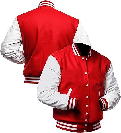 Handmade Varsity Jacket: Faux Leather Sleeves, American College Style