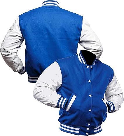 Handmade Varsity Jacket: Faux Leather Sleeves, American College Style