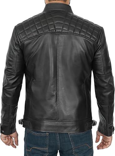 Motorcycle  Lambskin Leather Jacket & Vest Set Quilted Biker Style