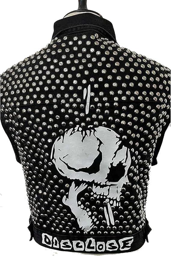Studded Black Denim Vest: Punk Rock Biker Style | gifts for men