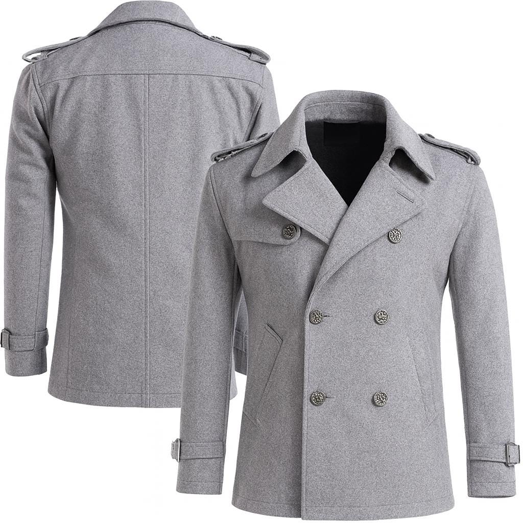 Edward Cullen Twilight Wool Coat: Vintage Grey Peacoat, Halloween Vampire Cosplay