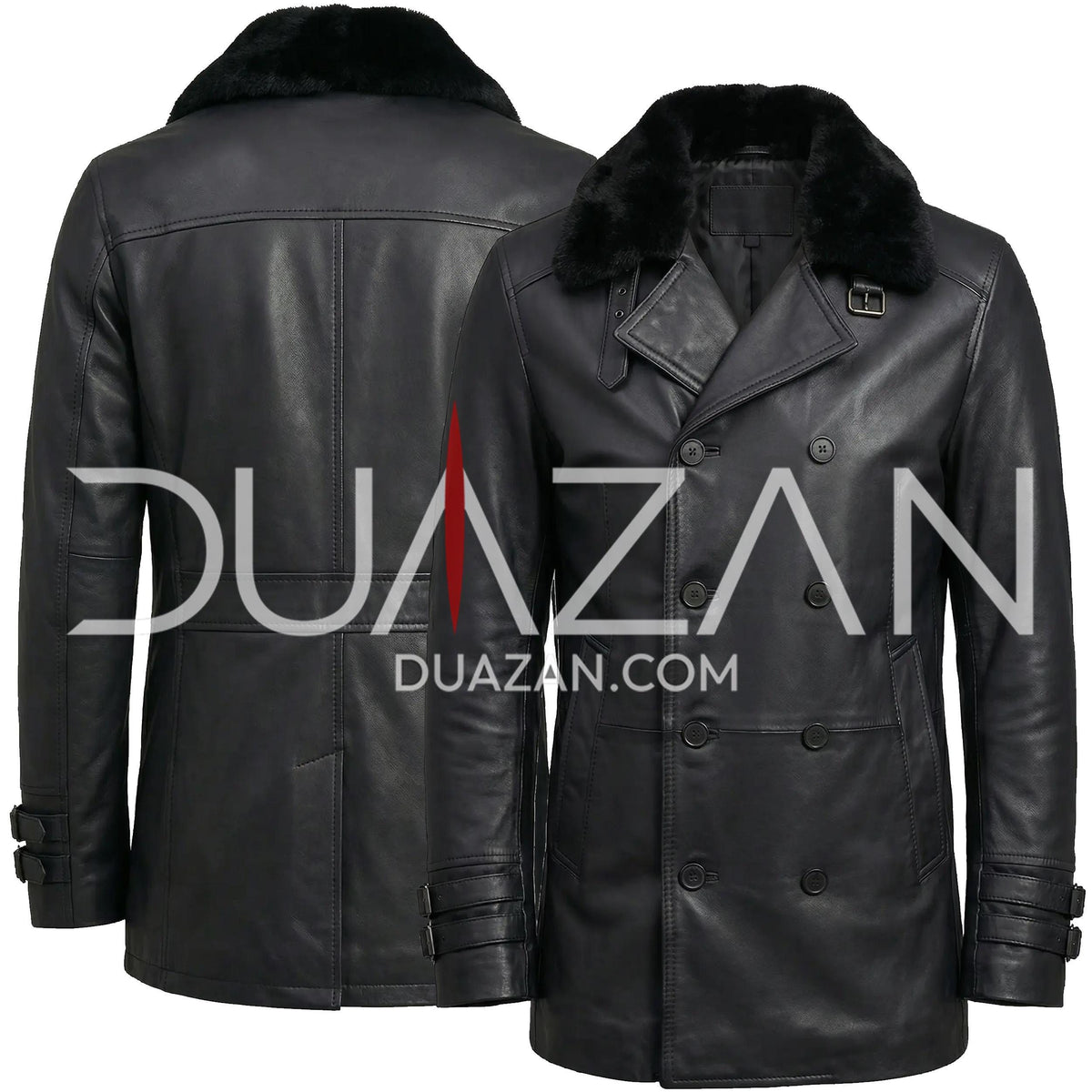 Leon Kennedy Requiem Leather Coat | Double Breasted Fur Collar Cosplay Jacket