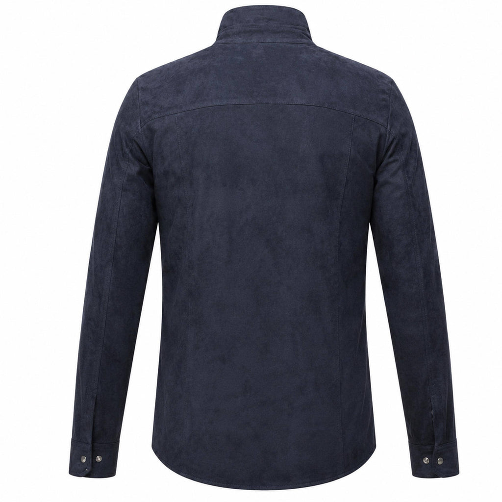 Men's Navy Blue Suede Shirt Jacket graduation gift