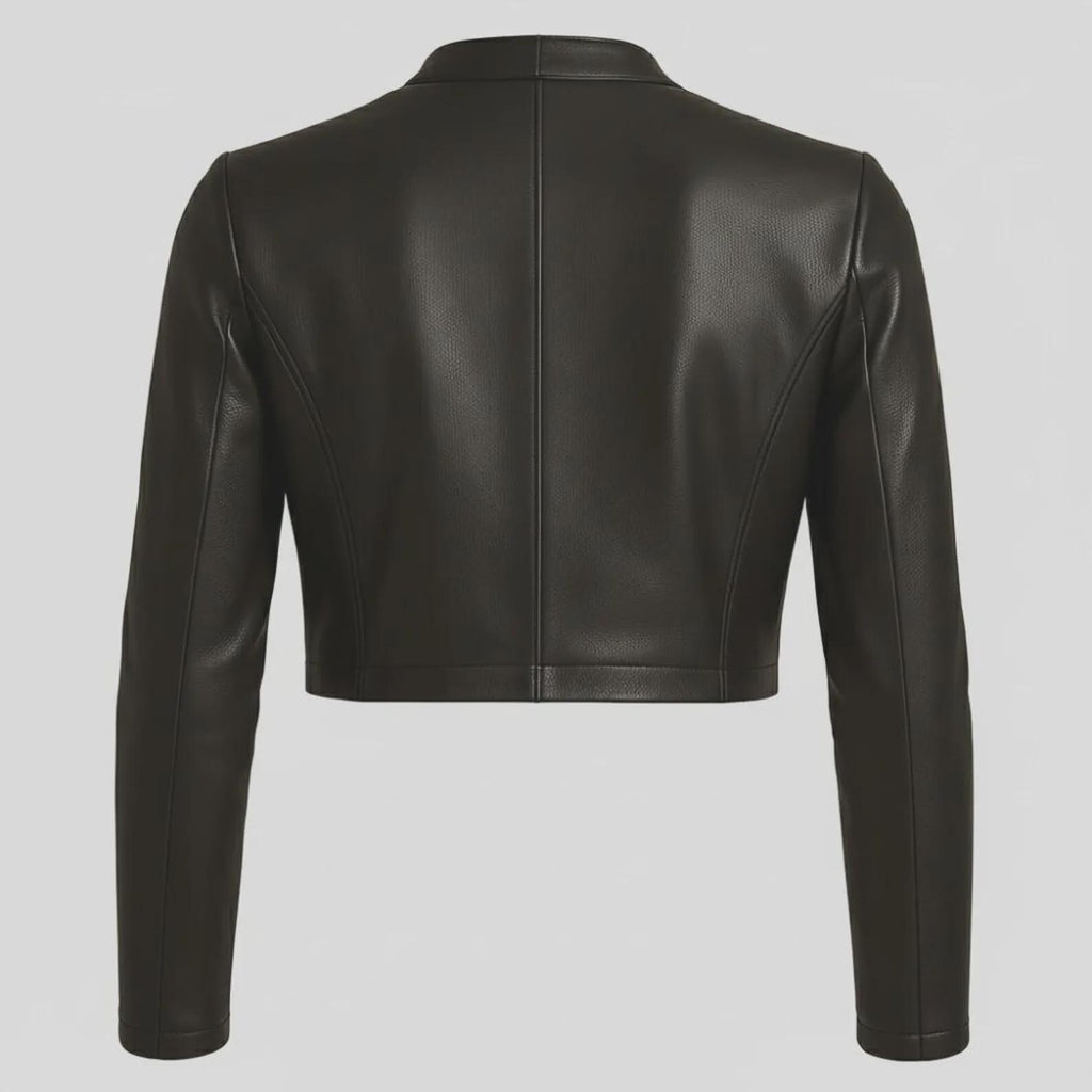 Handmade Women's Cropped Open-Front Bolero Leather Jacket