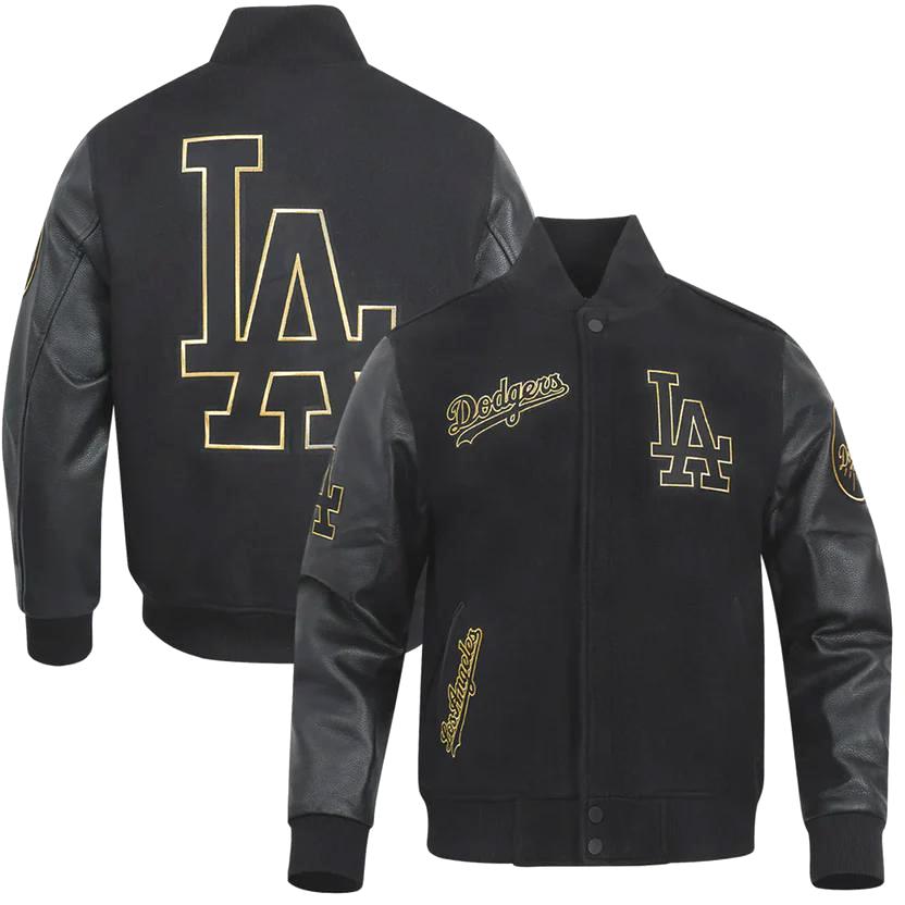 Varsity Jacket | Black Wool Blend, Real Leather Sleeves, Iconic Branding