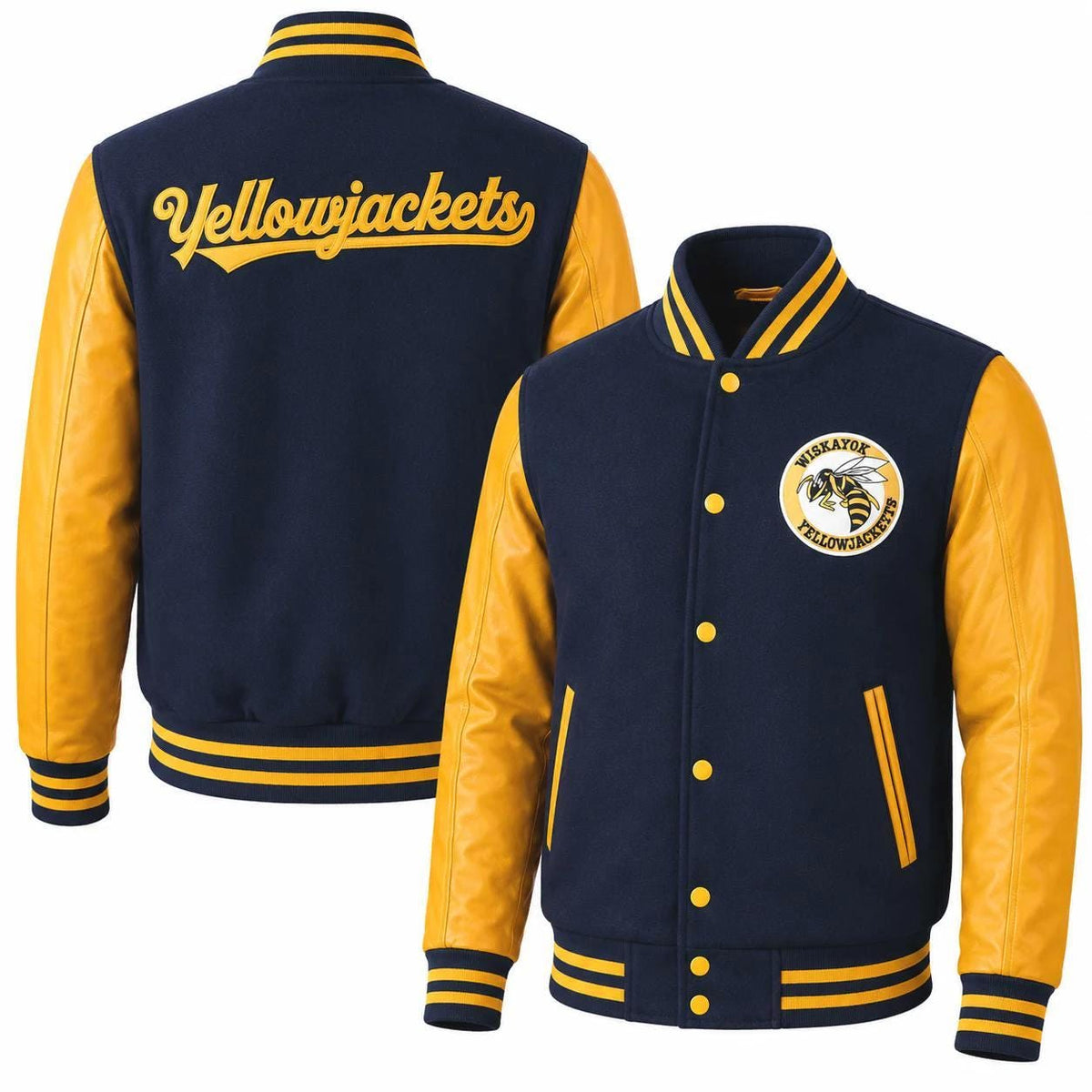 Yellowjacket Varsity Jacket: Wiskayok High Letterman Cosplay for Men Women