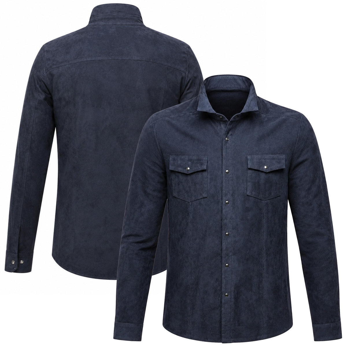 Men's Navy Blue Suede Shirt Jacket graduation gift