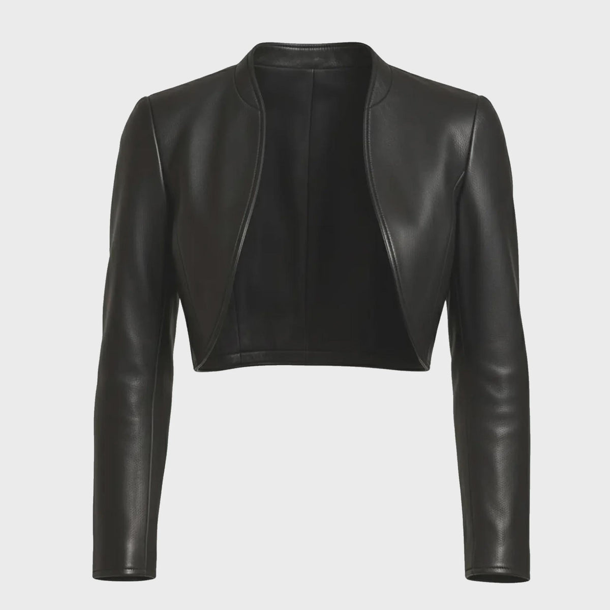 Handmade Women's Cropped Open-Front Bolero Leather Jacket