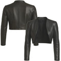 Handmade Women's Cropped Open-Front Bolero Leather Jacket