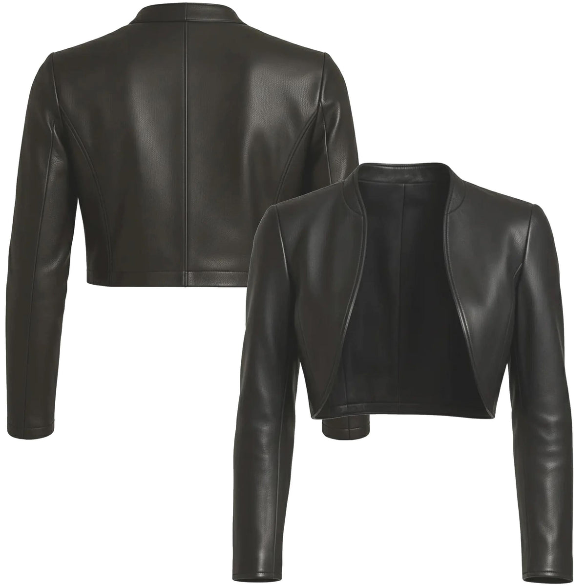 Handmade Women's Cropped Open-Front Bolero Leather Jacket