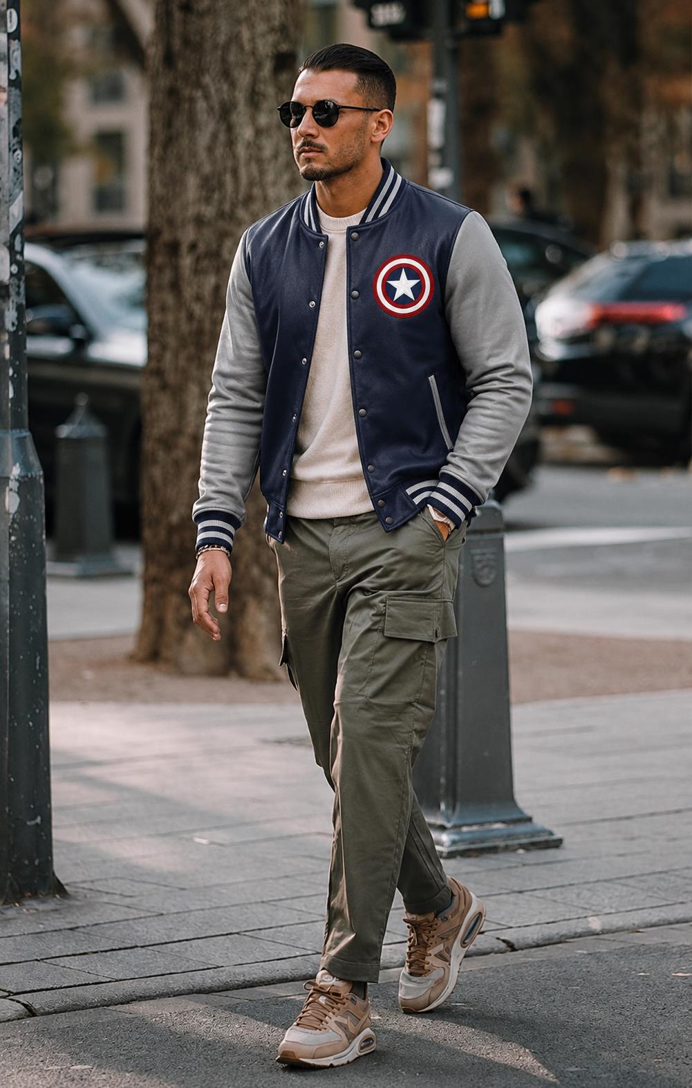 Famous super hero Bomber Jacket Men Leather Varsity character outfits Jacket