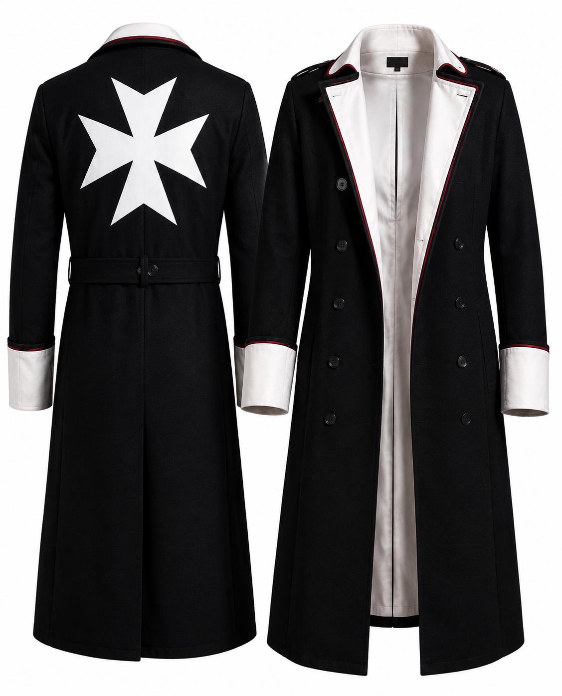 Cotton Military Trench Coat: Red Trim, Sci-Fi Cosplay | Gift for men