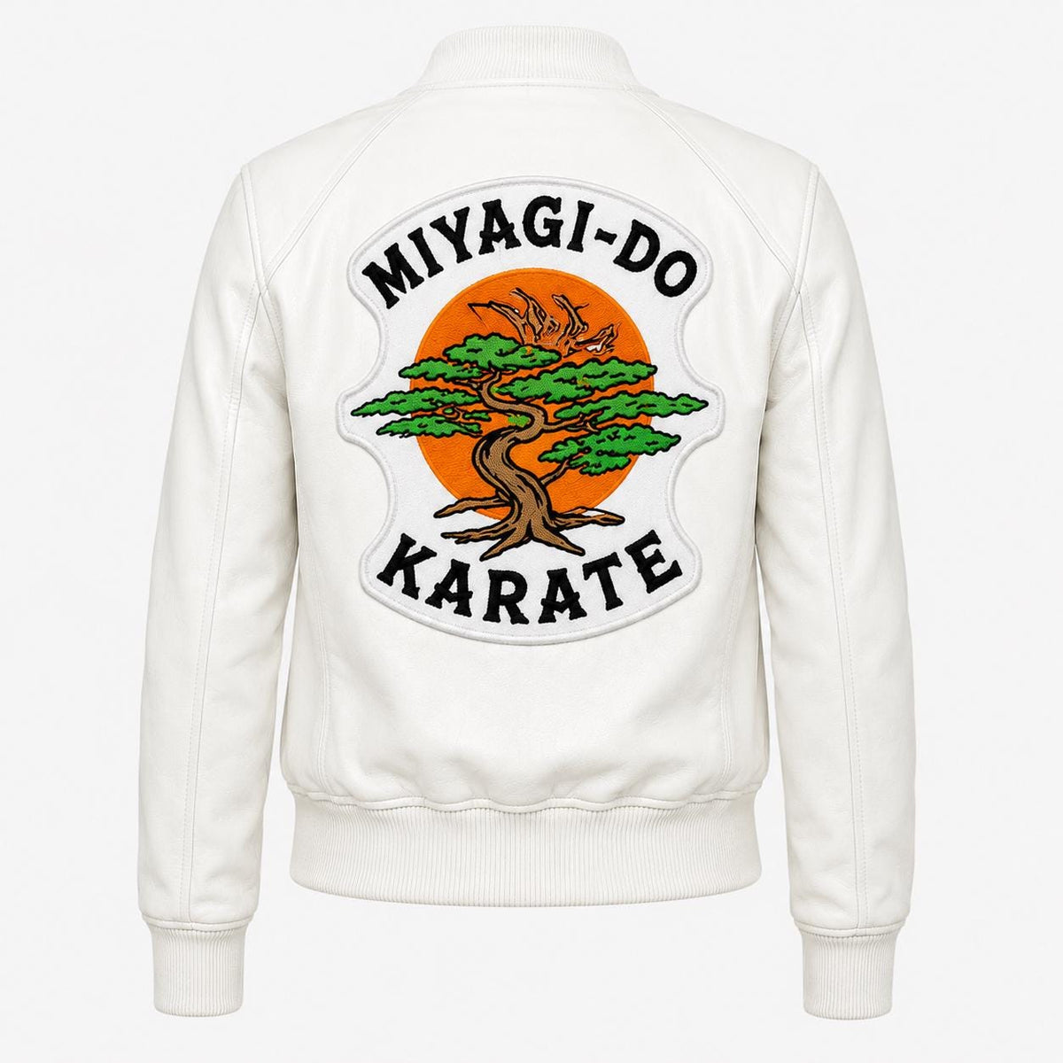 Miyagi-Do Karate Jacket | White Leather Cobra Kai Bomber for Women | Handmade