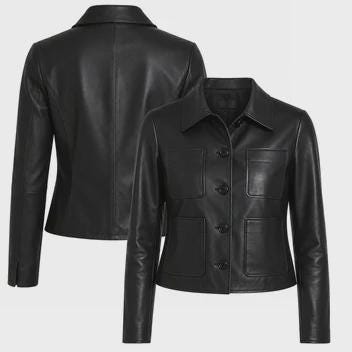 Wednesday Addams Inspired Black Leather Jacket, Womens Coat, Nevermore Academy Halloween Costume, Gothic
