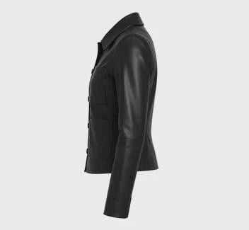 Wednesday Addams Inspired Black Leather Jacket, Womens Coat, Nevermore Academy Halloween Costume, Gothic