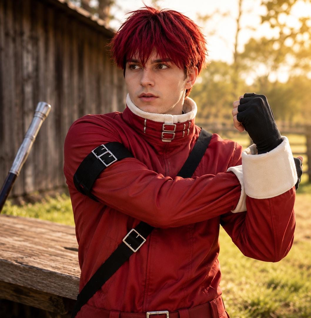 Beyond Journeys End Stark Cosplay Anime Jacket: Red Cotton Warrior Costume Halloween Coat