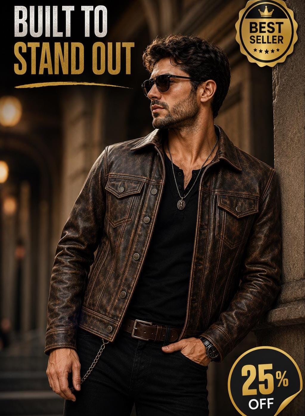 Distressed Real Leather Trucker Jacket: Vintage Biker Style | gifts for mens