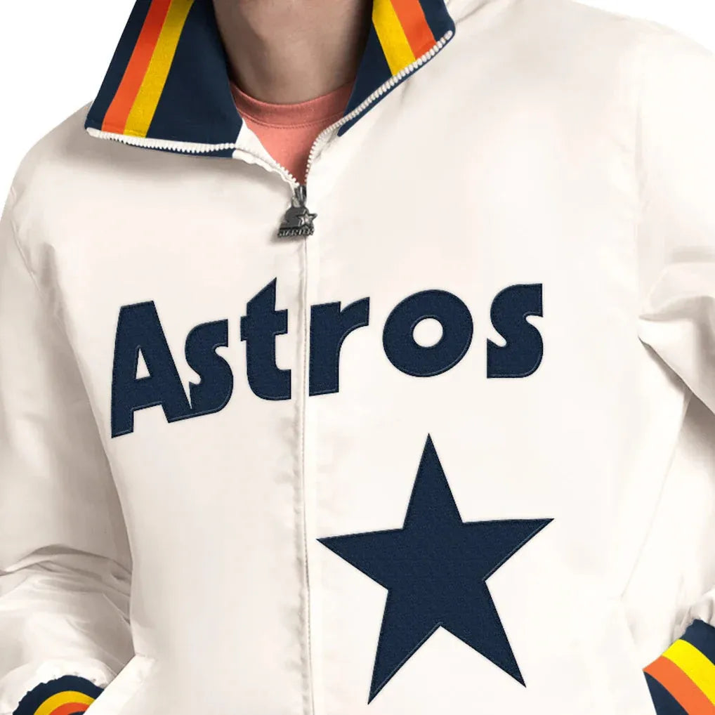 DUAZAN Astros Satin Jacket – Premium Retro Baseball Style Satin Bomber Jacket Duazan