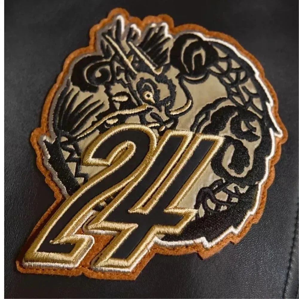 Avirex Black Real Leather Varsity Jacket – Premium Streetwear Style Duazan